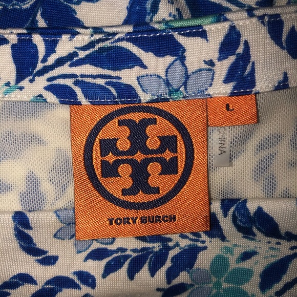 Tory Burch Akira Silk Floral Logo Ruched Dress L - Picture 10 of 11